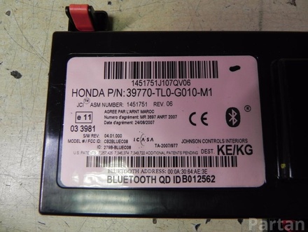 HONDA 39770-TL0-G010-M1 / 39770TL0G010M1 ACCORD VIII (CU) 2009 Интерфейсный блок (Блок управления 'Bluetooth')